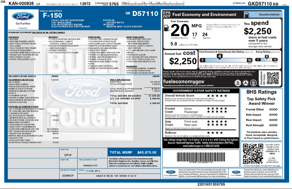 Used 2016 Ford F150 XLT w/ Equipment Group 302A Luxury RWD image 2