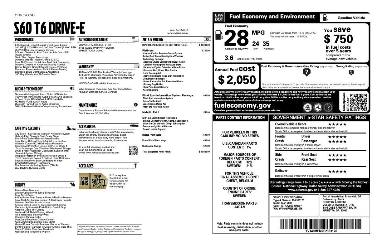 Used 2015 Volvo S60 T6 Platinum image 2