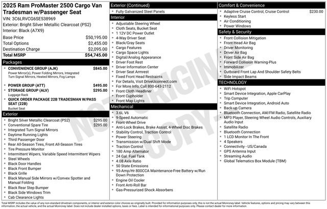 Used 2025 RAM ProMaster 2500 w/ Convenience Group FWD image 8