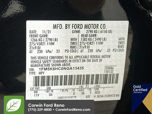 Certified 2022 Ford Explorer Platinum w/ Equipment Group 601A AWD/4WD image 39