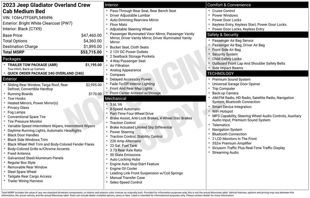 Used 2023 Jeep Gladiator Overland w/ Trailer Tow Package AWD/4WD image 27