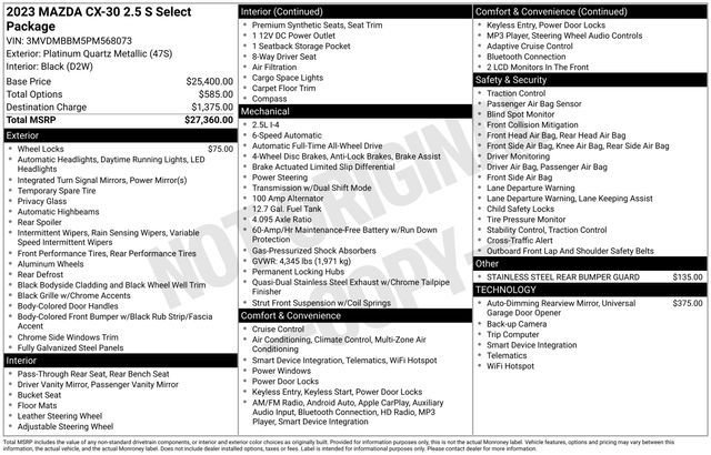 Used 2023 MAZDA CX-30 AWD 2.5 S w/ Select Package image 20