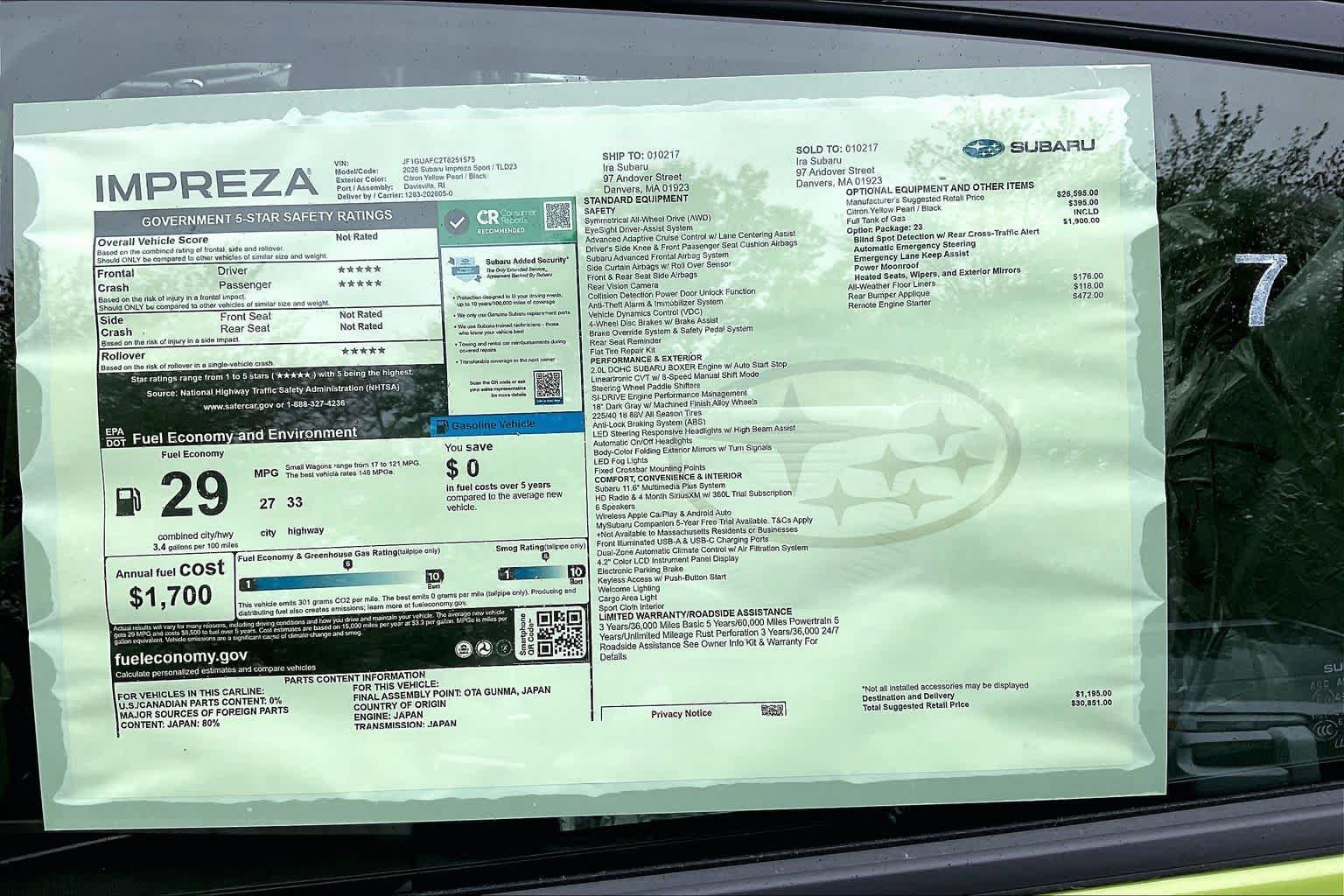 New 2026 Subaru Impreza 2.0i Sport AWD/4WD image 18