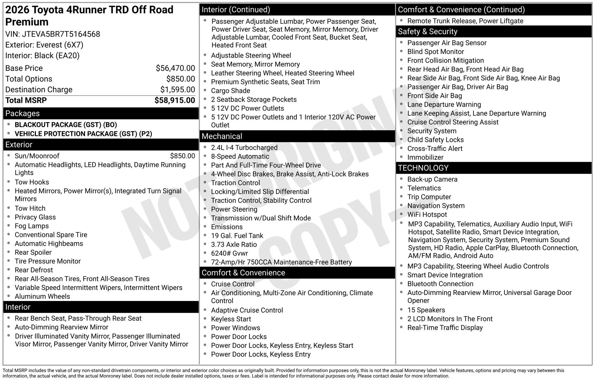 New 2026 Toyota 4Runner TRD Off-Road Premium AWD/4WD image 1