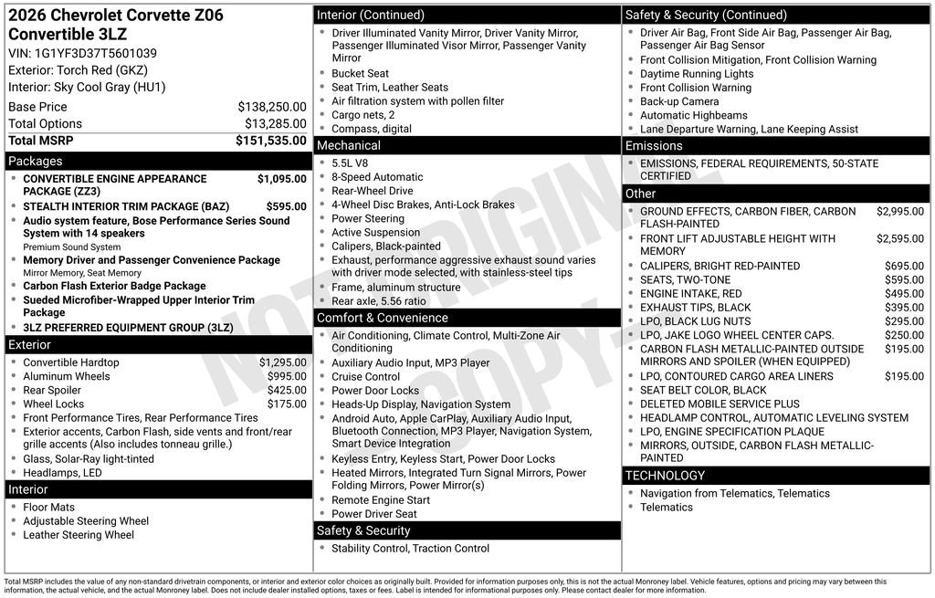 New 2026 Chevrolet Corvette Z06
