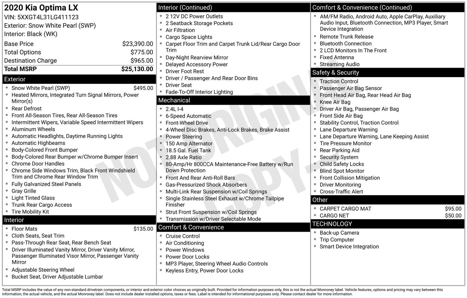 Used 2020 Kia Optima LX image 3