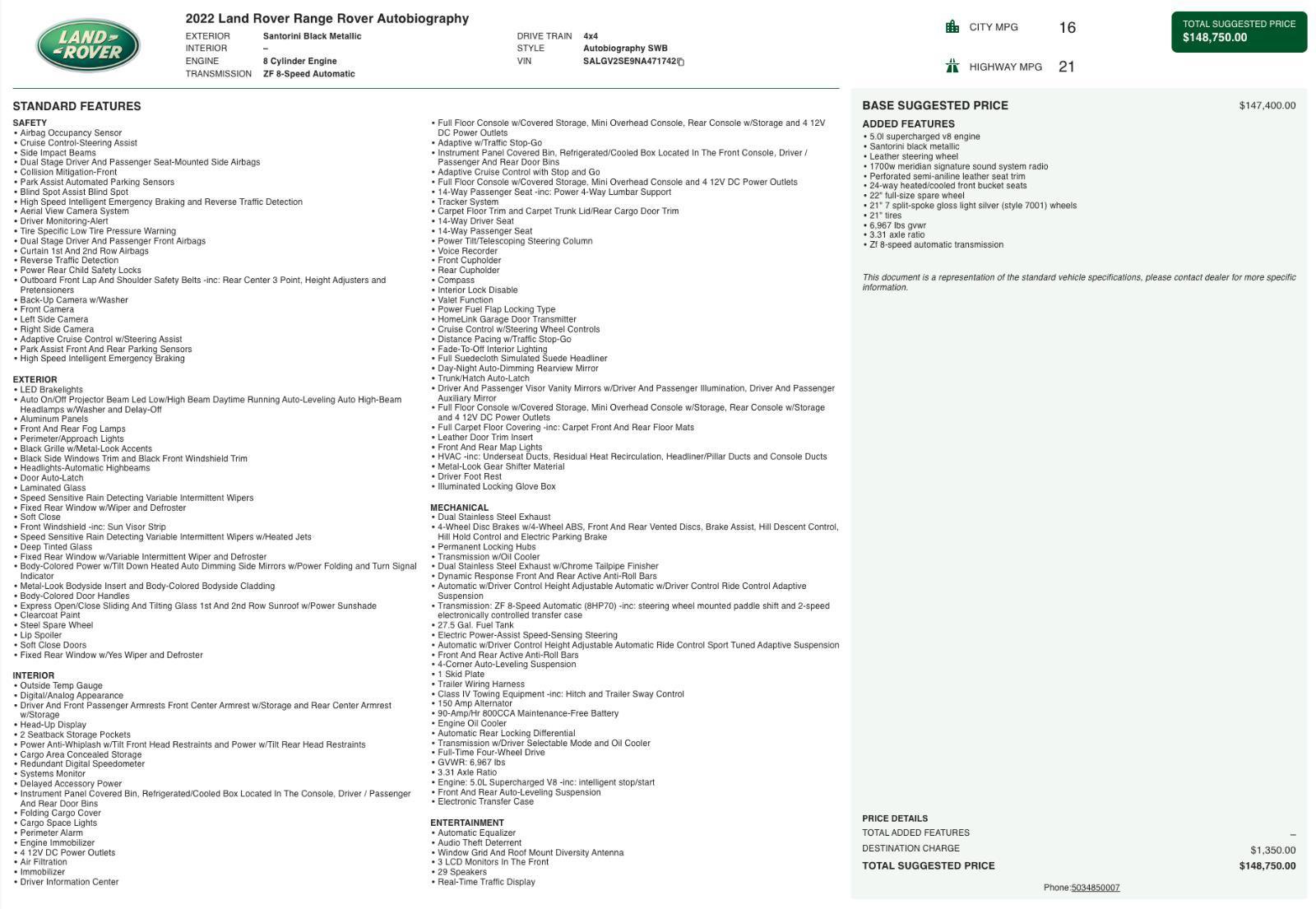 Used 2022 Land Rover Range Rover Autobiography image 5