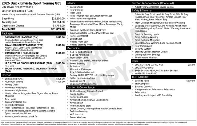 New 2026 Buick Envista Sport Touring w/ Convenience I Package FWD image 24