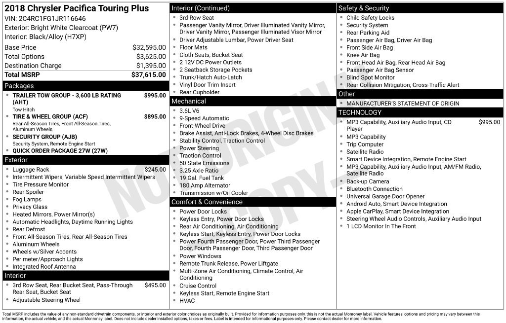 Used 2018 Chrysler Pacifica Touring Plus FWD image 7
