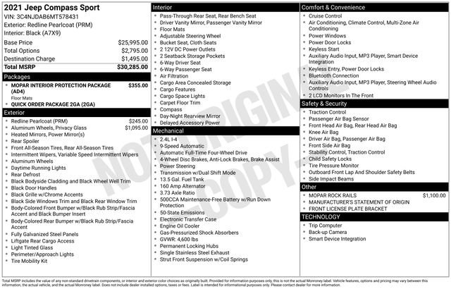 Used 2021 Jeep Compass Sport image 30