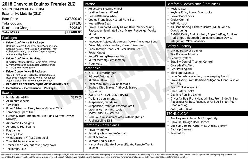 Used 2018 Chevrolet Equinox Premier AWD/4WD image 10