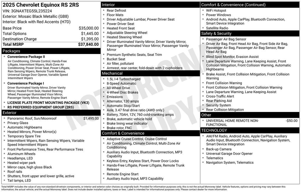 Certified 2025 Chevrolet Equinox RS AWD/4WD image 27