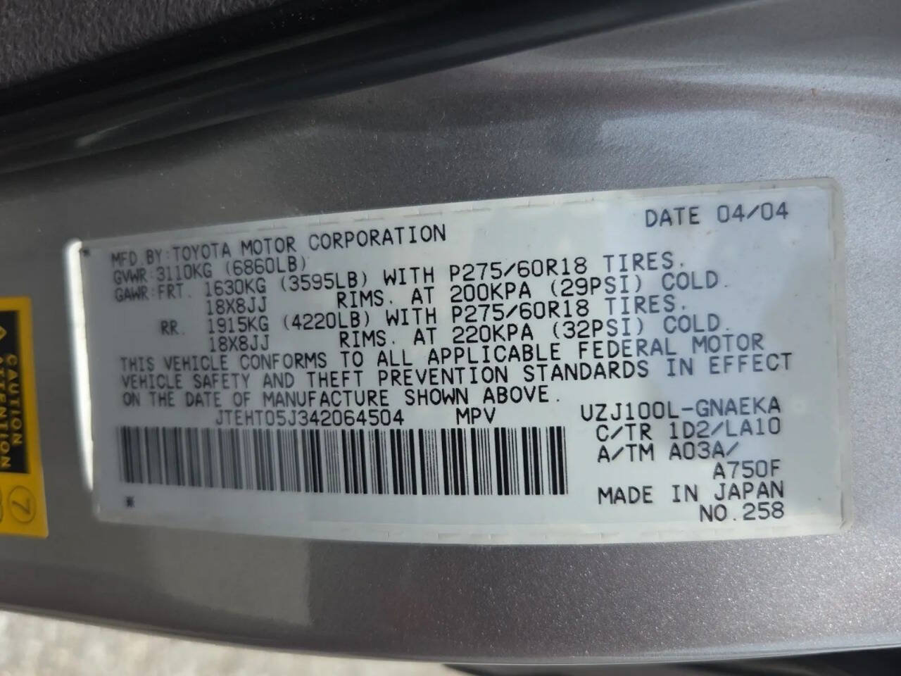 Used 2004 Toyota Land Cruiser AWD/4WD image 10