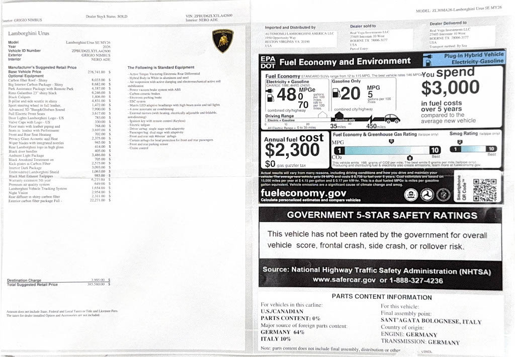 Used 2026 Lamborghini Urus SE AWD/4WD image 3
