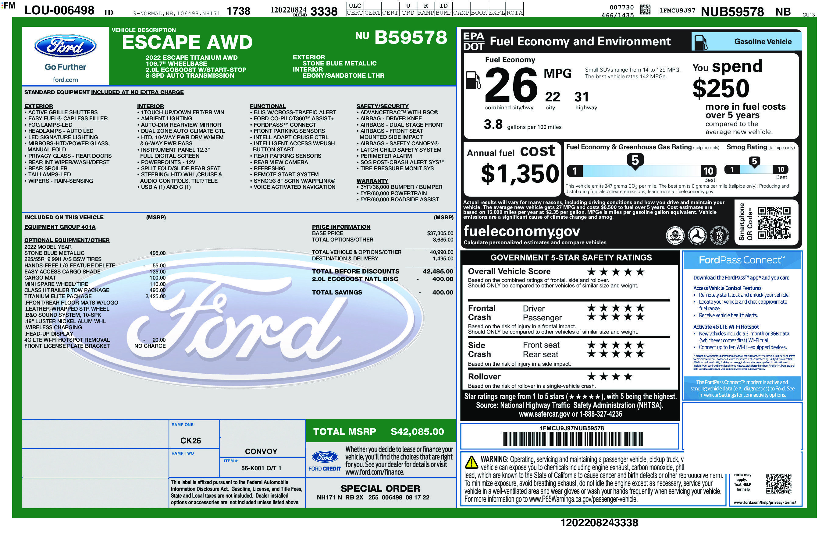 Certified 2022 Ford Escape Titanium w/ Titanium Elite Package AWD/4WD image 10