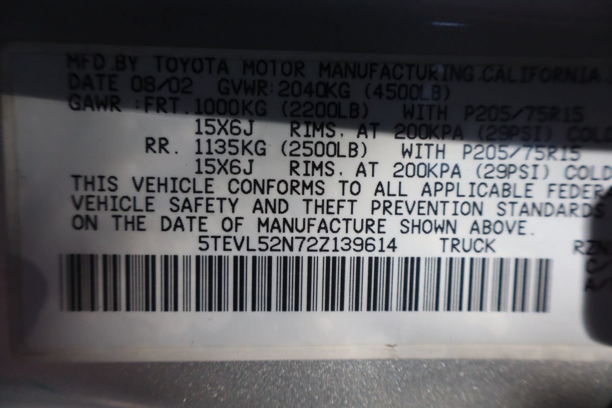 Used 2002 Toyota Tacoma 2WD Xtracab w/ SR5 Pkg w/ Chrome Pkg image 37