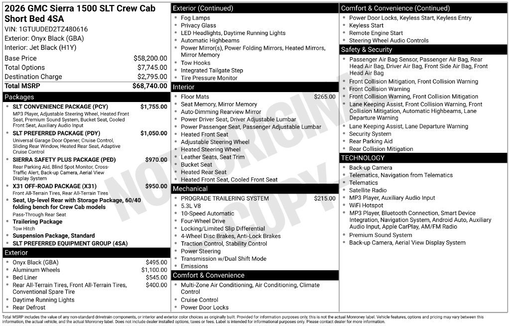 New 2026 GMC Sierra 1500 SLT w/ SLT Convenience Package AWD/4WD image 48