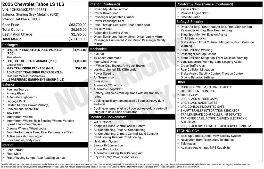 New 2026 Chevrolet Tahoe LS AWD/4WD image 11