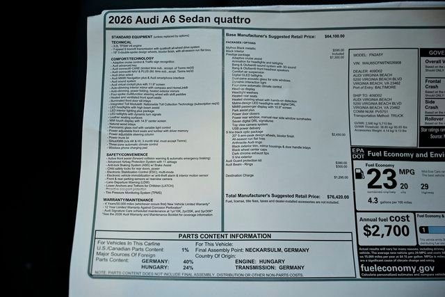 New 2026 Audi A6 Prestige AWD/4WD image 39