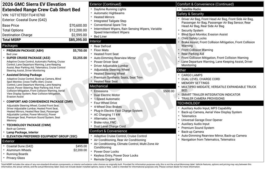 Used 2026 GMC Sierra EV Elevation w/ Premium Package AWD/4WD image 5