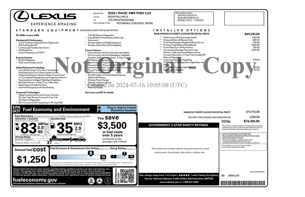 Used 2024 Lexus RX 450h AWD w/ Convenience Package image 4