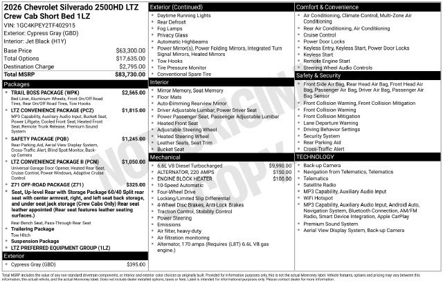 New 2026 Chevrolet Silverado 2500 LTZ w/ Trail Boss Package AWD/4WD image 4