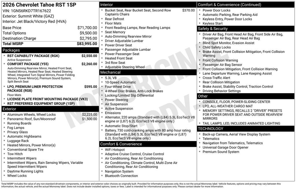 Used 2026 Chevrolet Tahoe RST w/ RST Capability Package AWD/4WD image 2