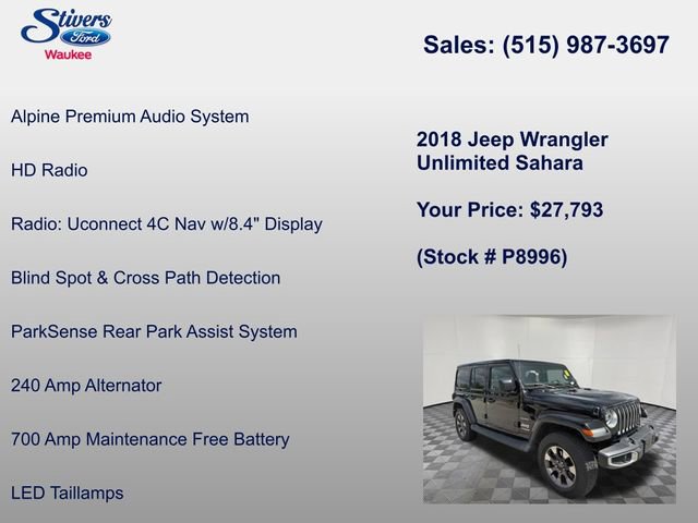 Used 2018 Jeep Wrangler Unlimited Sahara w/ Dual Top Group AWD/4WD image 29