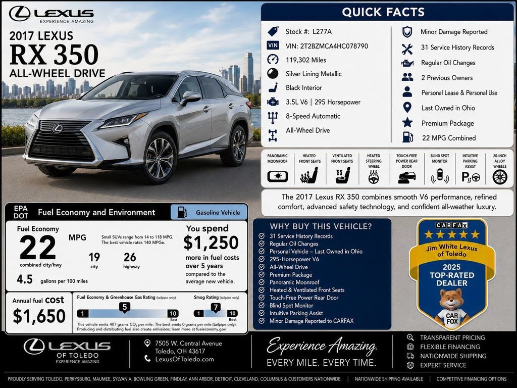 Used 2017 Lexus RX 350 AWD w/ Premium Package image 2