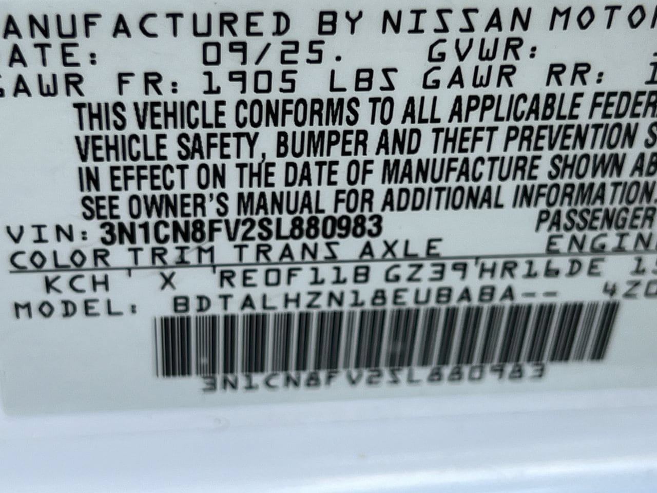 Certified 2025 Nissan Versa SR w/ Trunk Package FWD image 26