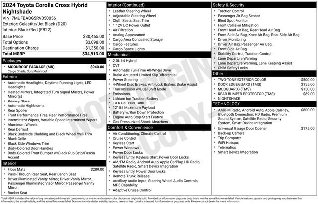 Used 2024 Toyota Corolla Cross AWD Hybrid w/ Moonroof Package image 34