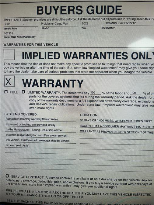 Used 2023 RAM ProMaster 3500 image 10