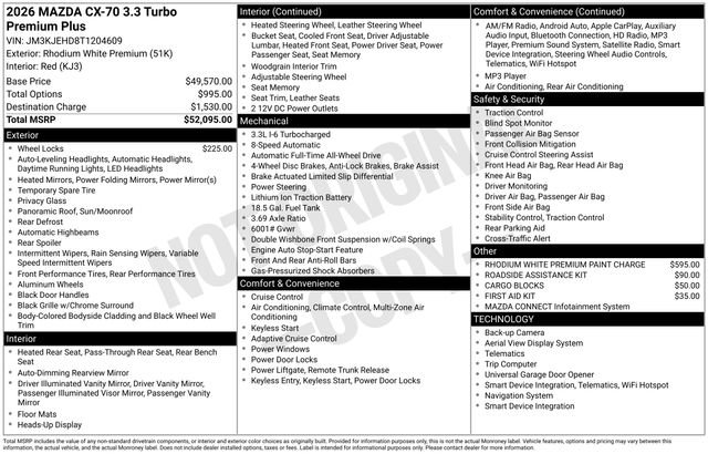 New 2026 MAZDA CX-70 3.3 Turbo w/ Premium Plus Pkg image 27