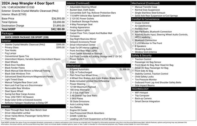 Used 2024 Jeep Wrangler Sport image 3