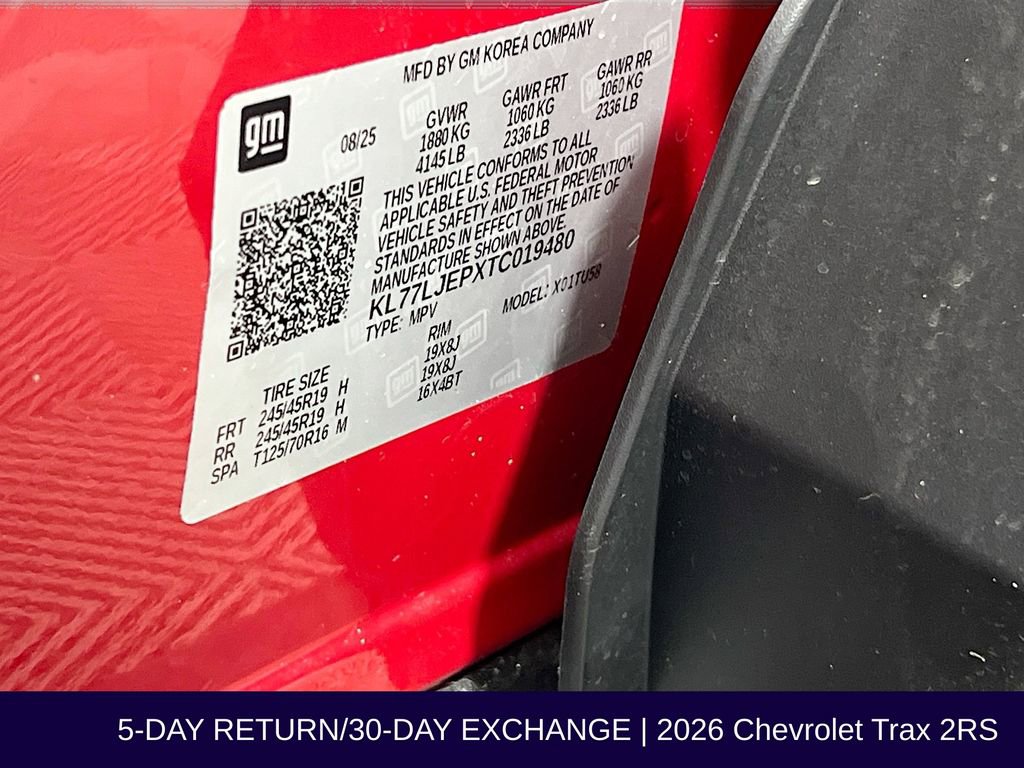 Used 2026 Chevrolet Trax RS w/ Sunroof Package FWD image 36