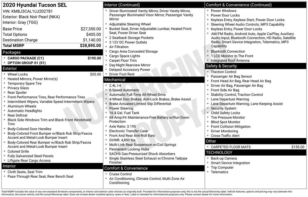 Certified 2020 Hyundai Tucson SEL w/ Cargo Package image 46