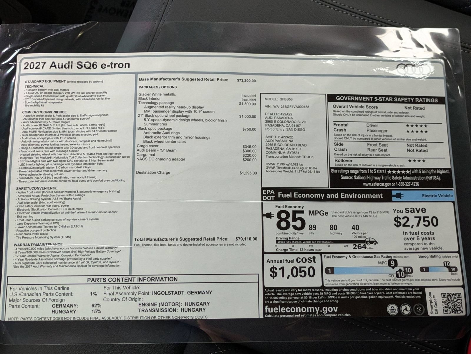 New 2027 Audi SQ6 e-tron Premium Plus AWD/4WD image 18