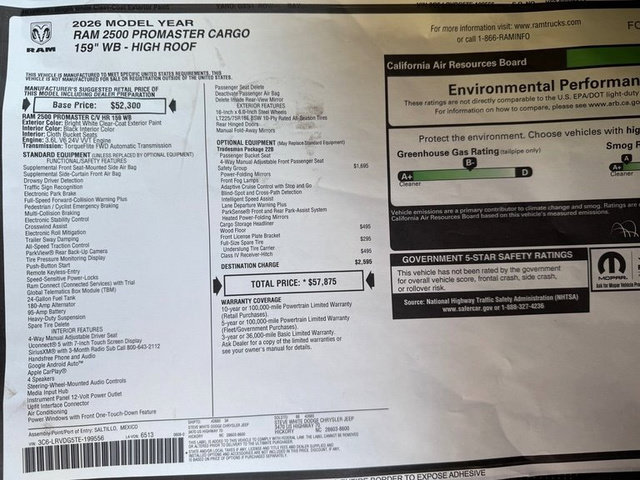 New 2026 RAM ProMaster 2500 w/ Safety Group FWD image 28