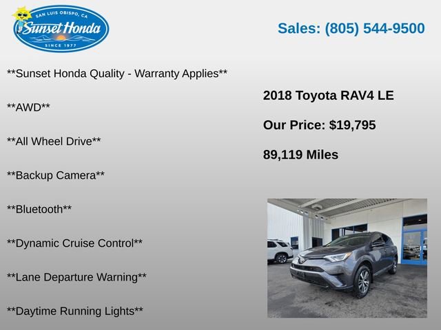 Used 2018 Toyota RAV4 LE w/ All Weather Liner Package AWD/4WD image 5