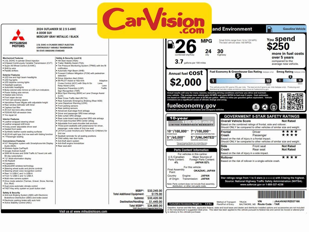 Used 2024 Mitsubishi Outlander SE image 2