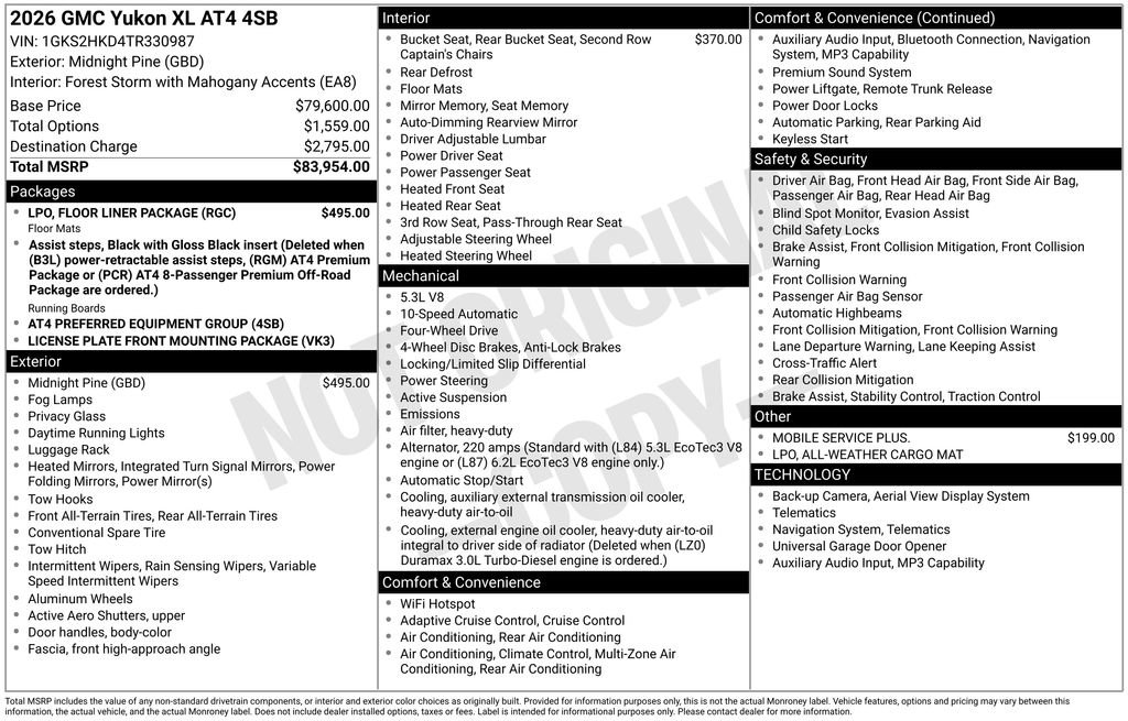 New 2026 GMC Yukon XL AT4 w/ LPO, Floor Liner Package AWD/4WD image 18