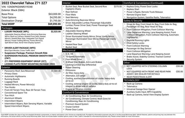 Used 2022 Chevrolet Tahoe Z71 w/ Luxury Package AWD/4WD image 3
