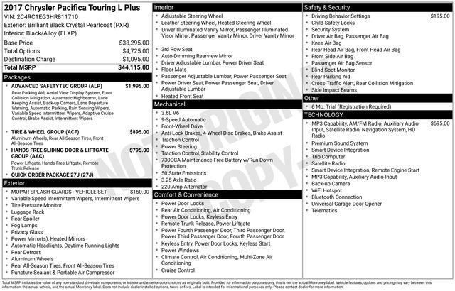 Used 2017 Chrysler Pacifica Touring-L Plus w/ Advanced Safetytec Group FWD image 6