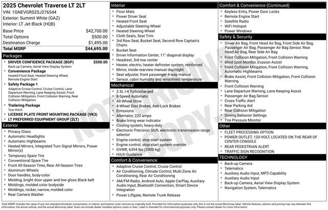 Used 2025 Chevrolet Traverse LT w/ Driver Confidence Package AWD/4WD image 68