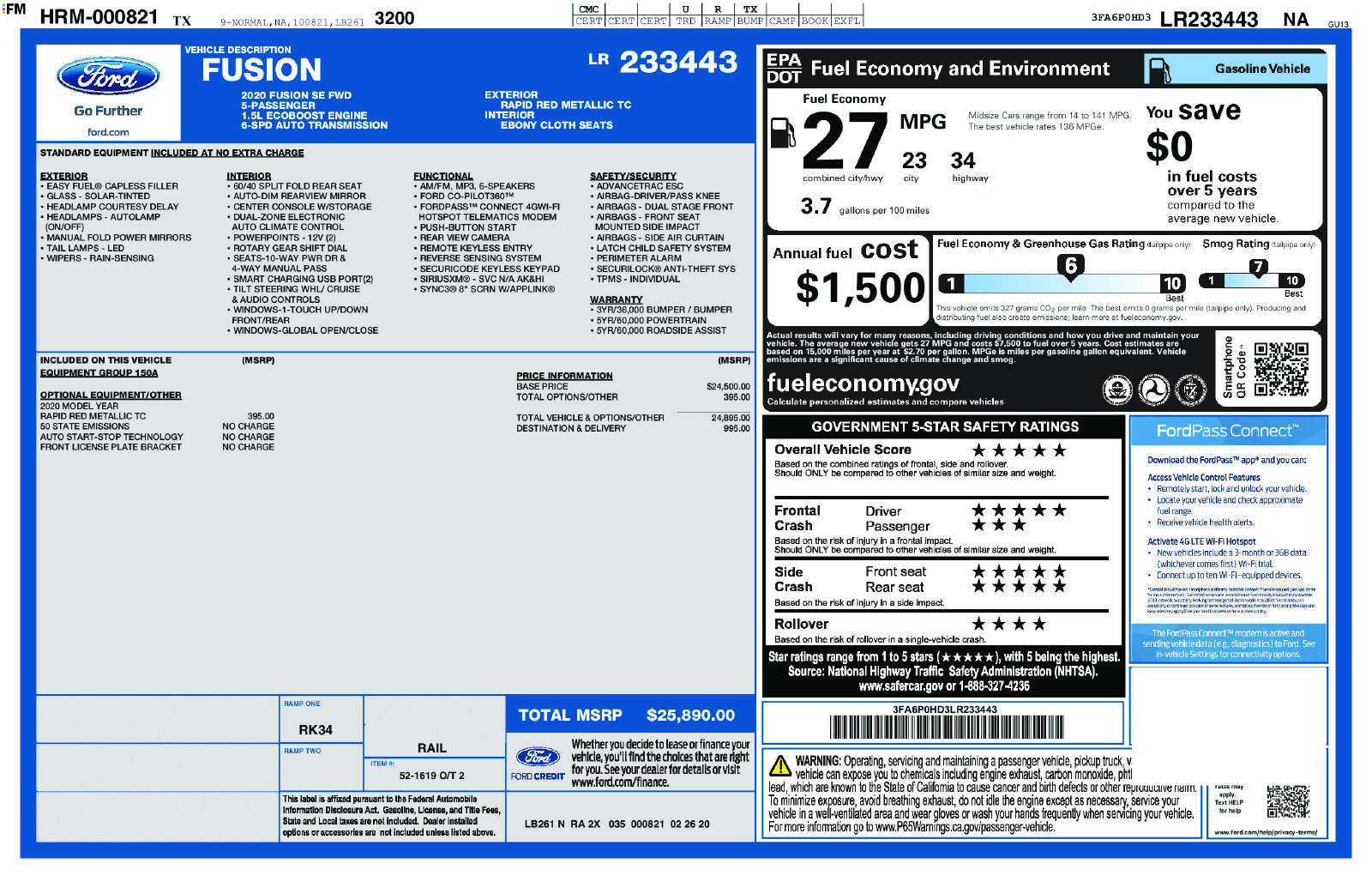 Used 2020 Ford Fusion SE FWD image 13