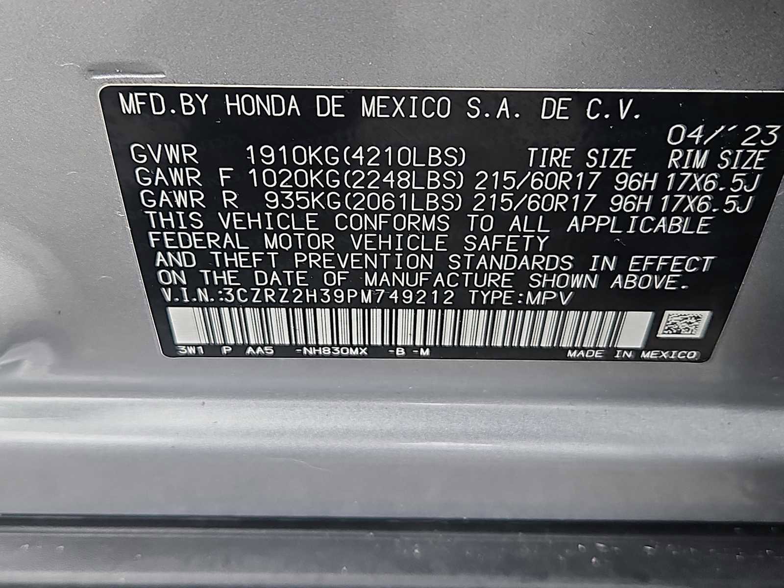 Certified 2023 Honda HR-V LX image 14