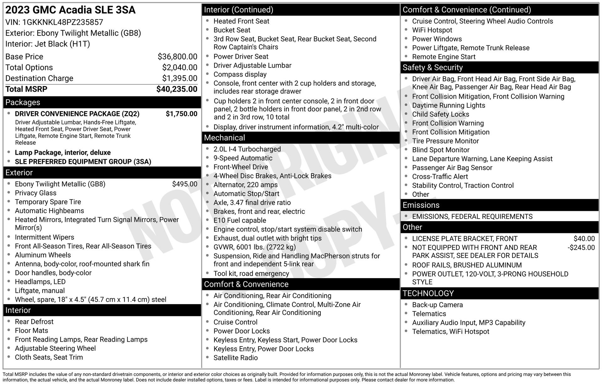 Used 2023 GMC Acadia SLE w/ Driver Convenience Package image 4