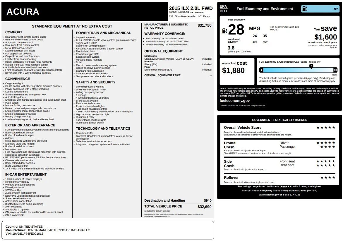 Used 2015 Acura ILX w/ Technology Package image 34