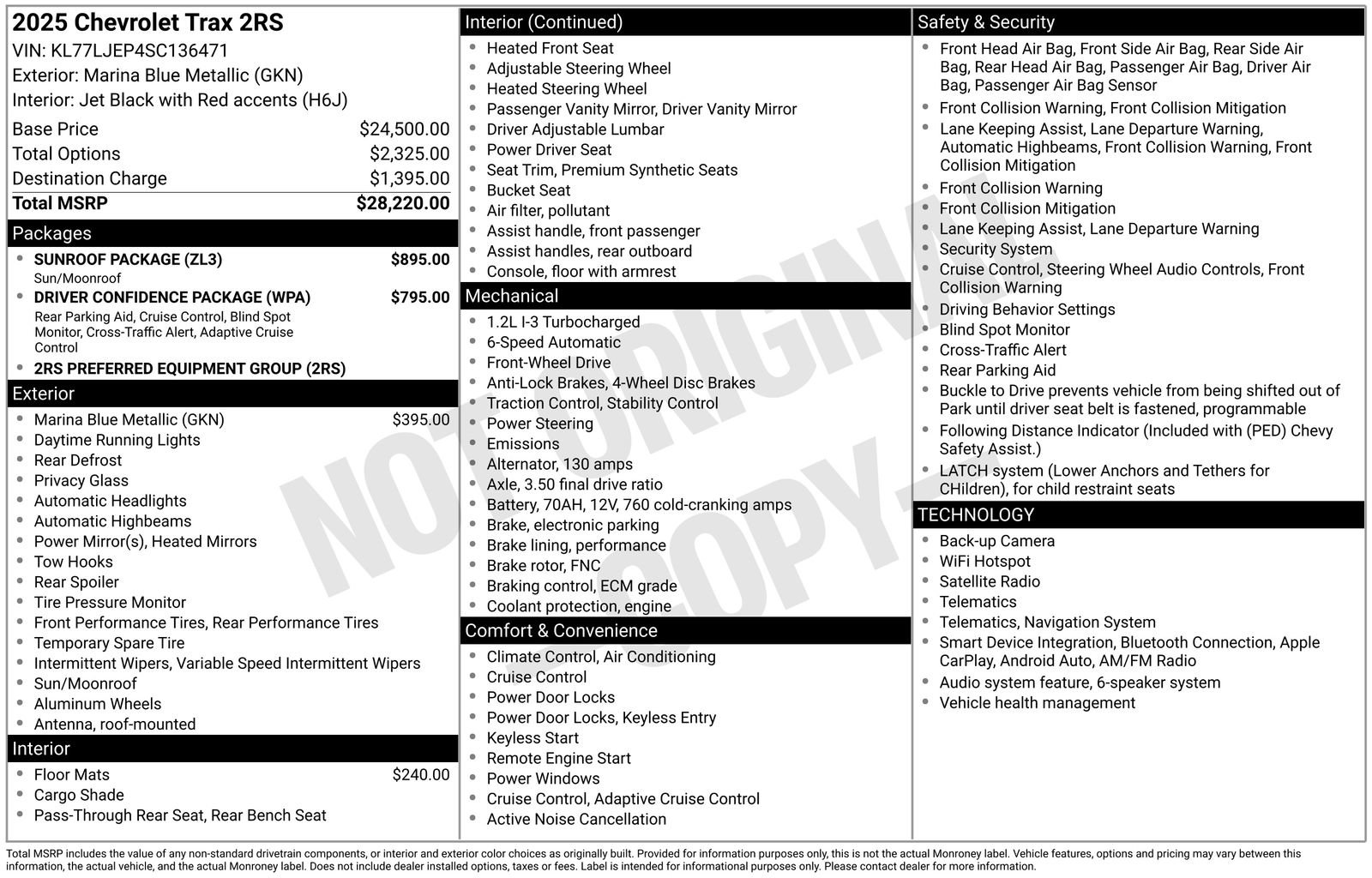 Used 2025 Chevrolet Trax RS w/ Sunroof Package FWD image 15