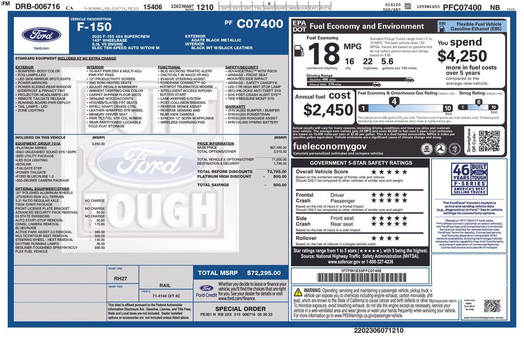 Used 2023 Ford F150 Platinum w/ Equipment Group 701A High AWD/4WD image 12
